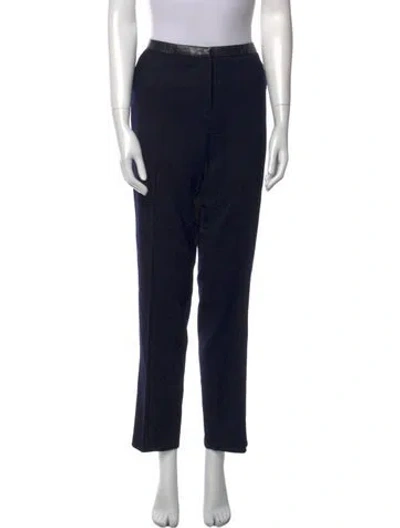 Pre-owned Tory Burch Wool Straight Leg Pants In Black
