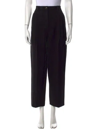 Pre-owned Tory Burch Wool Straight Leg Pants In Black