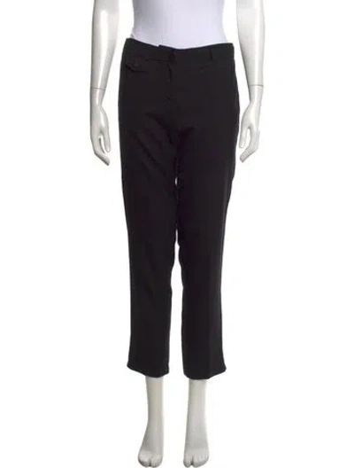 Pre-owned Tory Burch Wool Straight Leg Pants In Black