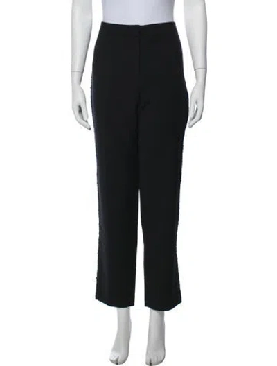 Pre-owned Tory Burch Wool Straight Leg Pants In Black
