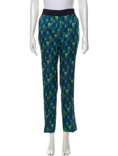 Pre-owned Tory Burch Wool Straight Leg Pants In Blue