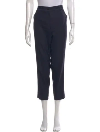 Pre-owned Tory Burch Wool Straight Leg Pants In Blue