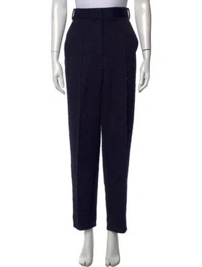 Pre-owned Tory Burch Wool Straight Leg Pants In Blue