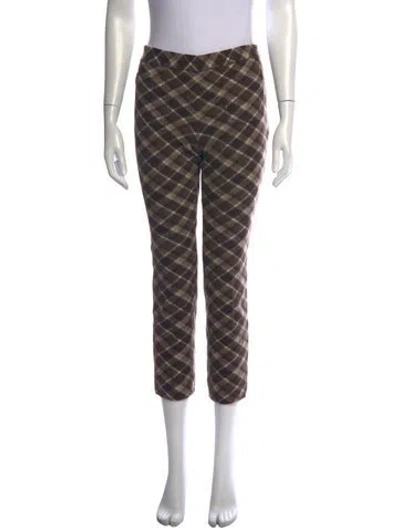 Pre-owned Tory Burch Wool Straight Leg Pants In Brown