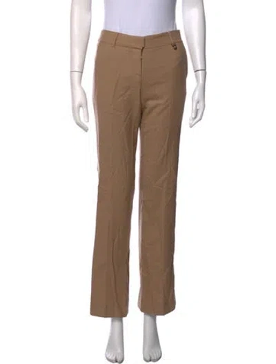 Pre-owned Tory Burch Wool Straight Leg Pants In Brown