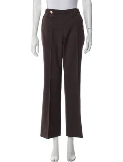 Pre-owned Tory Burch Wool Straight Leg Pants In Brown