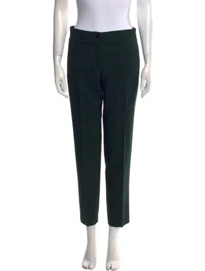 Pre-owned Tory Burch Wool Straight Leg Pants In Green