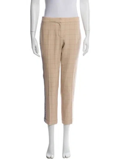 Pre-owned Tory Burch Wool Straight Leg Pants In Neutral