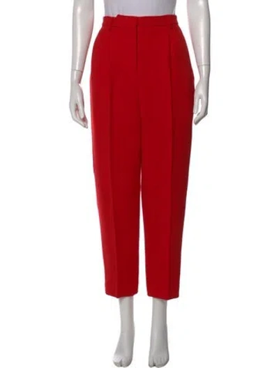 Pre-owned Tory Burch Wool Straight Leg Pants In Red