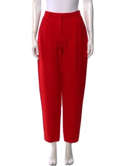 Pre-owned Tory Burch Wool Straight Leg Pants In Red