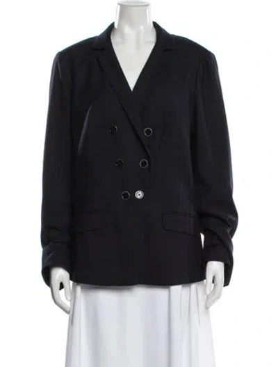 Pre-owned Tory Burch Wool Striped Blazer In Black