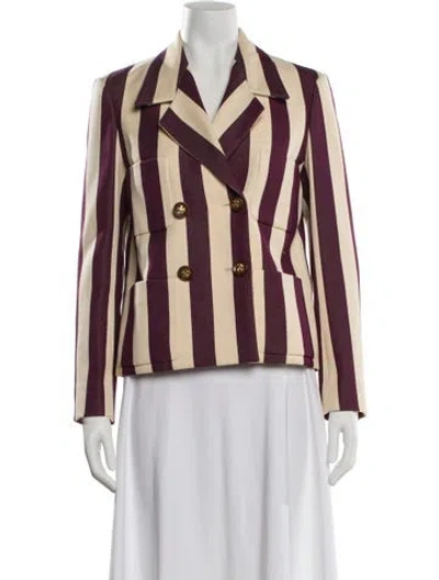 Pre-owned Tory Burch Wool Striped Blazer In Neutral