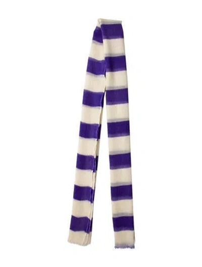 Pre-owned Tory Burch Wool Striped Shawl In Blue