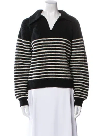 Pre-owned Tory Burch Wool Striped Sweater In Black