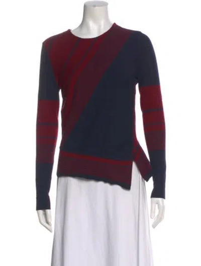 Pre-owned Tory Burch Wool Striped Sweater In Blue