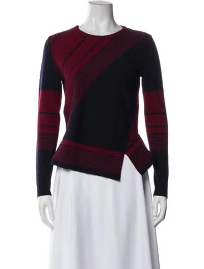 Pre-owned Tory Burch Wool Striped Sweater In Blue