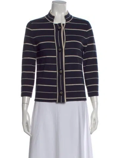 Pre-owned Tory Burch Wool Striped Sweater In Blue