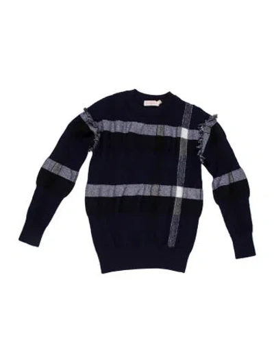 Pre-owned Tory Burch Wool Striped Sweater In Blue