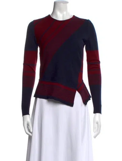 Pre-owned Tory Burch Wool Striped Sweater In Blue