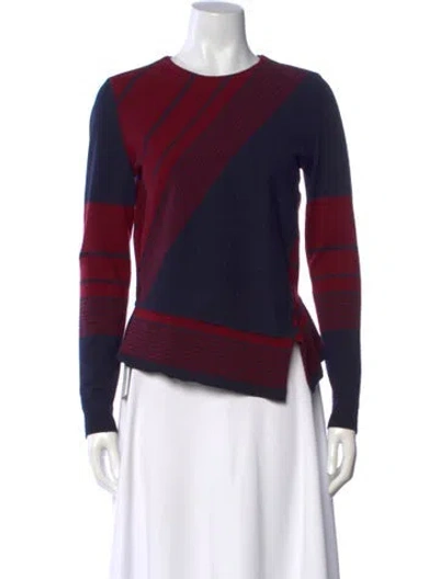 Pre-owned Tory Burch Wool Striped Sweater In Blue