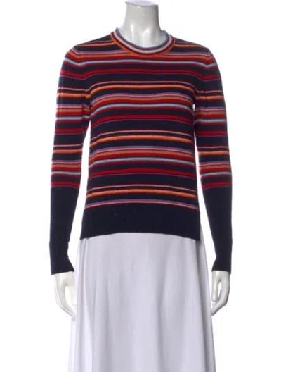 Pre-owned Tory Burch Wool Striped Sweater In Blue