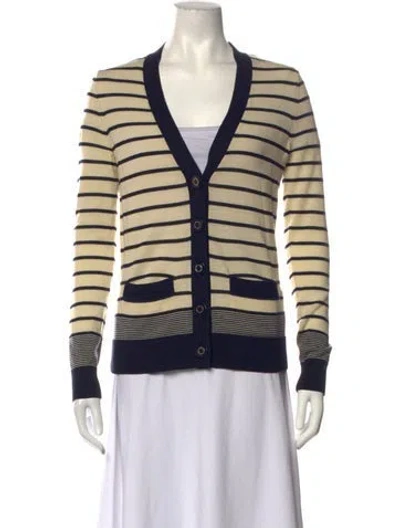 Pre-owned Tory Burch Wool Striped Sweater In Blue/neutrals