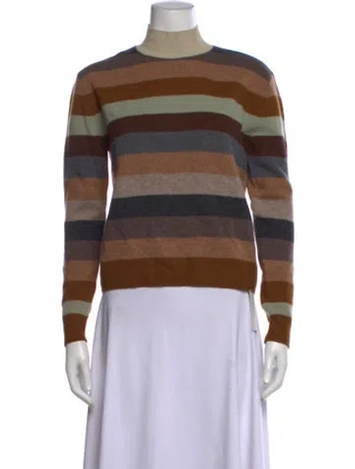 Pre-owned Tory Burch Wool Striped Sweater In Brown