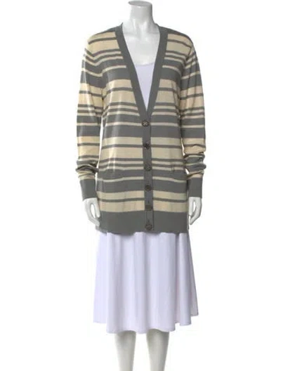 Pre-owned Tory Burch Wool Striped Sweater In Gray