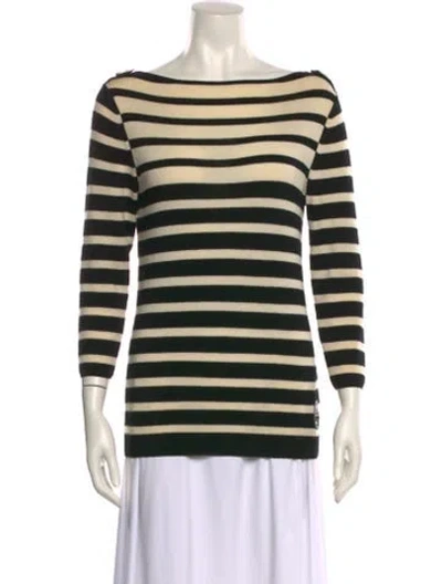 Pre-owned Tory Burch Wool Striped Sweater In Neutral