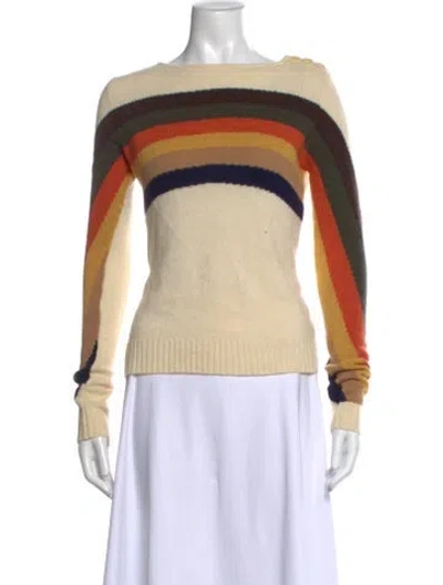 Pre-owned Tory Burch Wool Striped Sweater In Neutral