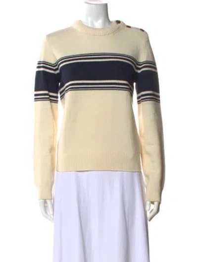 Pre-owned Tory Burch Wool Striped Sweater In Neutral
