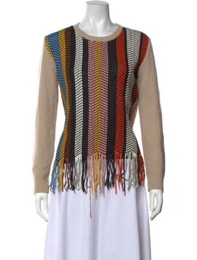Pre-owned Tory Burch Wool Striped Sweater In Neutrals