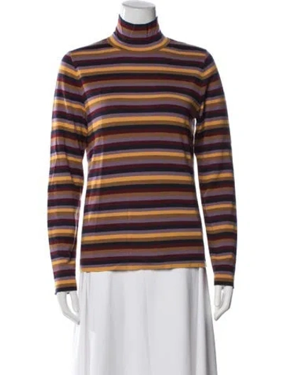 Pre-owned Tory Burch Wool Striped Sweater In Purple