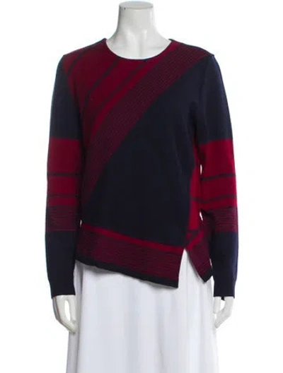 Pre-owned Tory Burch Wool Striped Sweater In Red