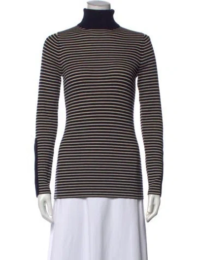 Pre-owned Tory Burch Wool Striped Sweater W/ Tags In Black