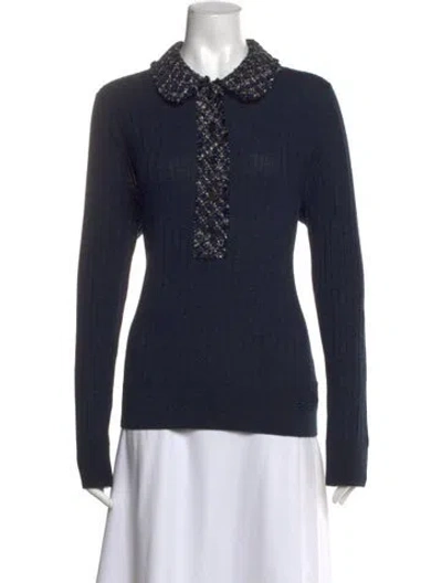 Pre-owned Tory Burch Wool Sweater In Blue/metallic