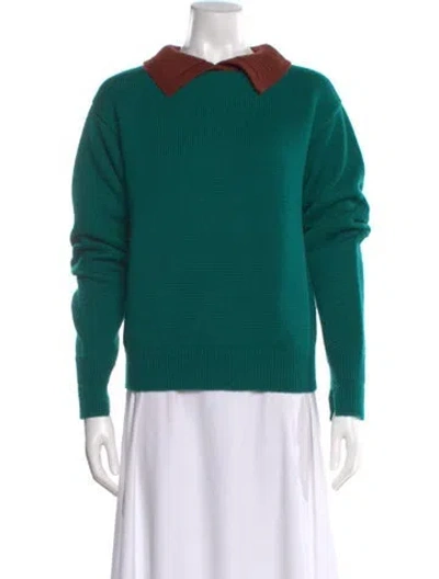 Pre-owned Tory Burch Wool Sweater In Green