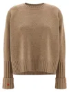 Tory Burch Wool Sweater Sweaters And Cardigans Beige In Nude