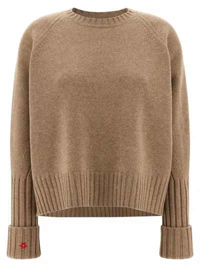 TORY BURCH WOOL SWEATER SWEATERS AND CARDIGANS BEIGE