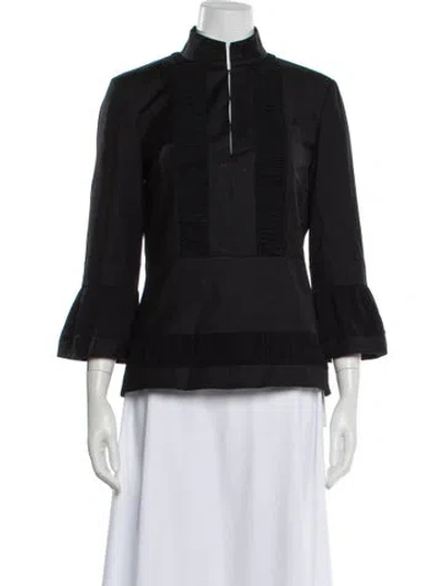 Pre-owned Tory Burch Wool Three-quarter Sleeve Blouse In Black
