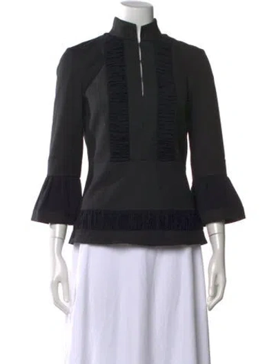 Pre-owned Tory Burch Wool Three-quarter Sleeve Blouse In Black