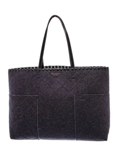 Pre-owned Tory Burch Wool Tote In Blue