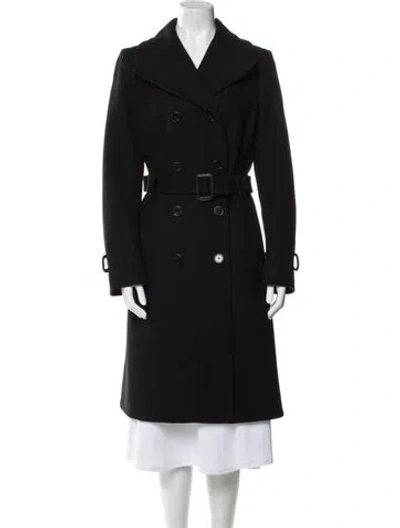Pre-owned Tory Burch Wool Trench Coat In Black