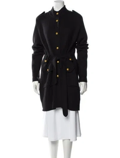 Pre-owned Tory Burch Wool Trench Coat In Black