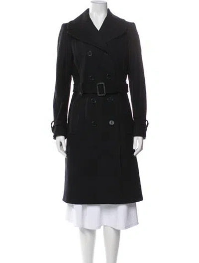 Pre-owned Tory Burch Wool Trench Coat In Black