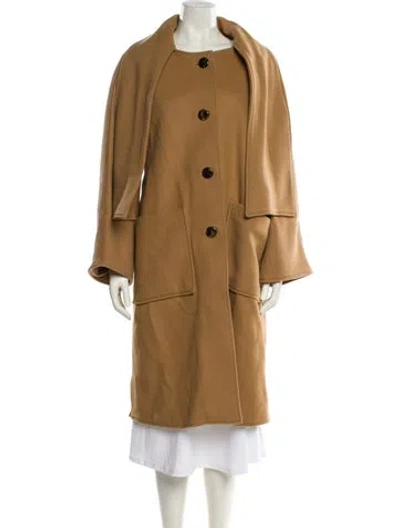 Pre-owned Tory Burch Wool Trench Coat In Brown
