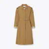 Tory Burch Wool Trench Coat In Dark Sandalwood