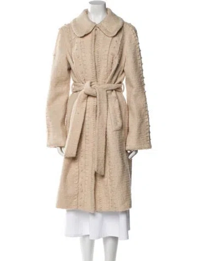 Pre-owned Tory Burch Wool Trench Coat In Neutral