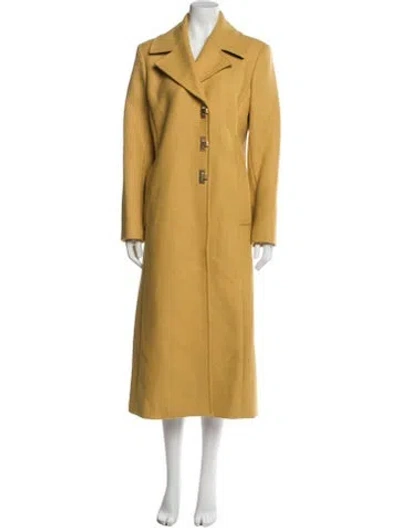 Pre-owned Tory Burch Wool Trench Coat W/ Tags In Yellow