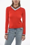 Tory Burch Wool Triple-layered Sweater With V-neckline